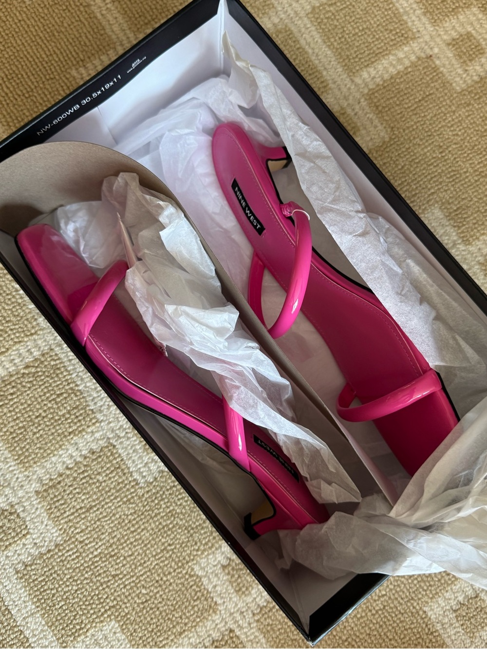 Nine West Noel3 Hot Pink Kitten Heel Slide Sandals Square Toe Size 10 - Picture 8 of 15